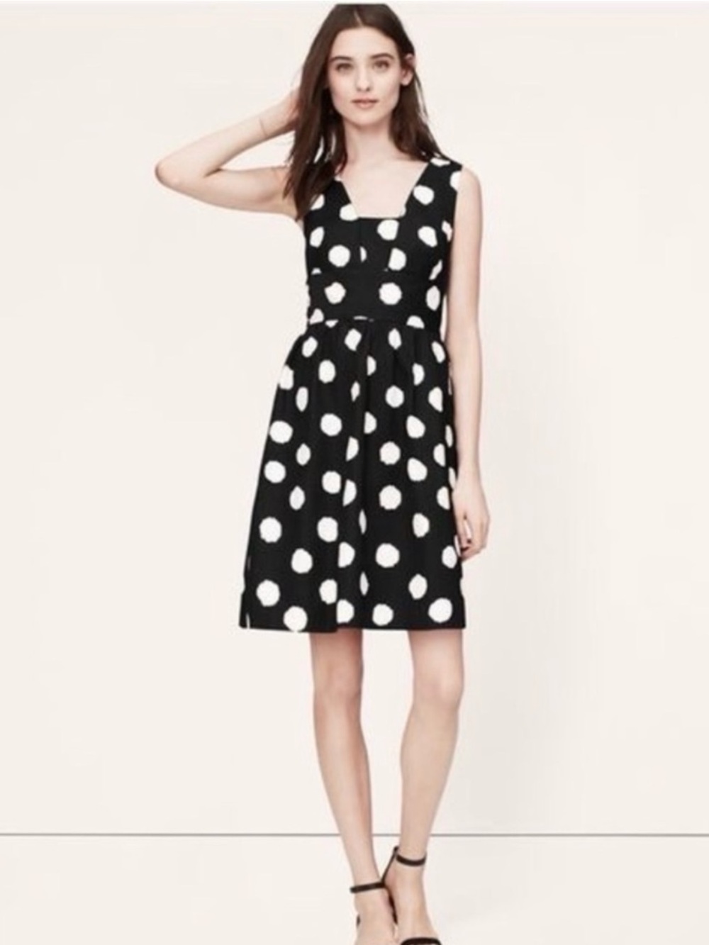 LOFT Polk Dot Sleeveless Knit Fit & Flare Dress—SZ. 4
